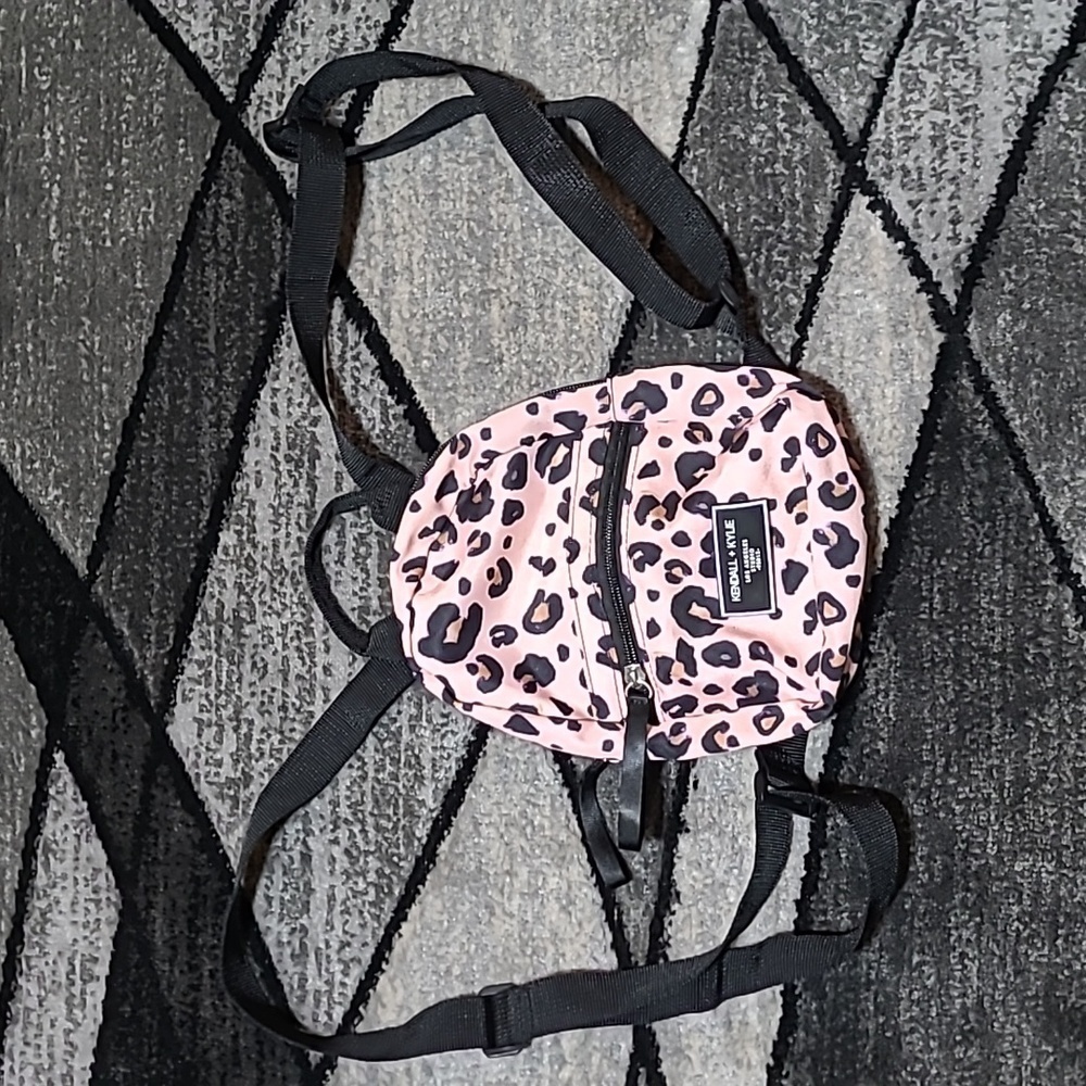 KENDALL & KYLIE MINI PINK & BLACK LEOPARD BACKPACK